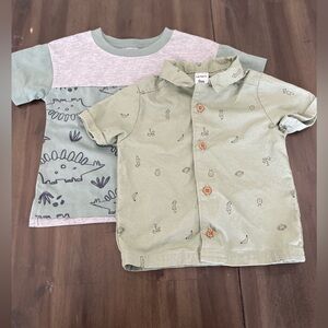 9 month baby boy button up and t shirt!